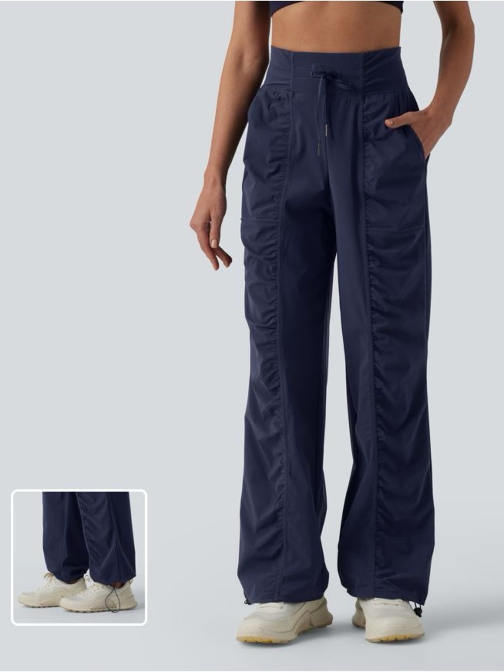 HALARA High Waisted Drawstring Ruched Quick Dry Running Straight Leg Baggy Pants